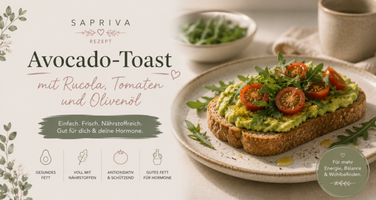 Avocado-Toast mit Rucola, Tomaten und Olivenöl