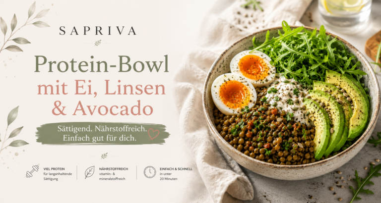 Protein-Bowl mit Ei, Linsen & Avocado