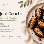 Medjool-Datteln mit Mandelbutter Hormonfreundlicher Snack Perimenopause – Medjool-Datteln gefüllt mit Mandelbutter