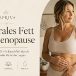 Viszerales Fett Perimenopause – Frau ab 40 mit Bauchfett durch hormonelle Veränderungen Östrogen Cortisol Insulin