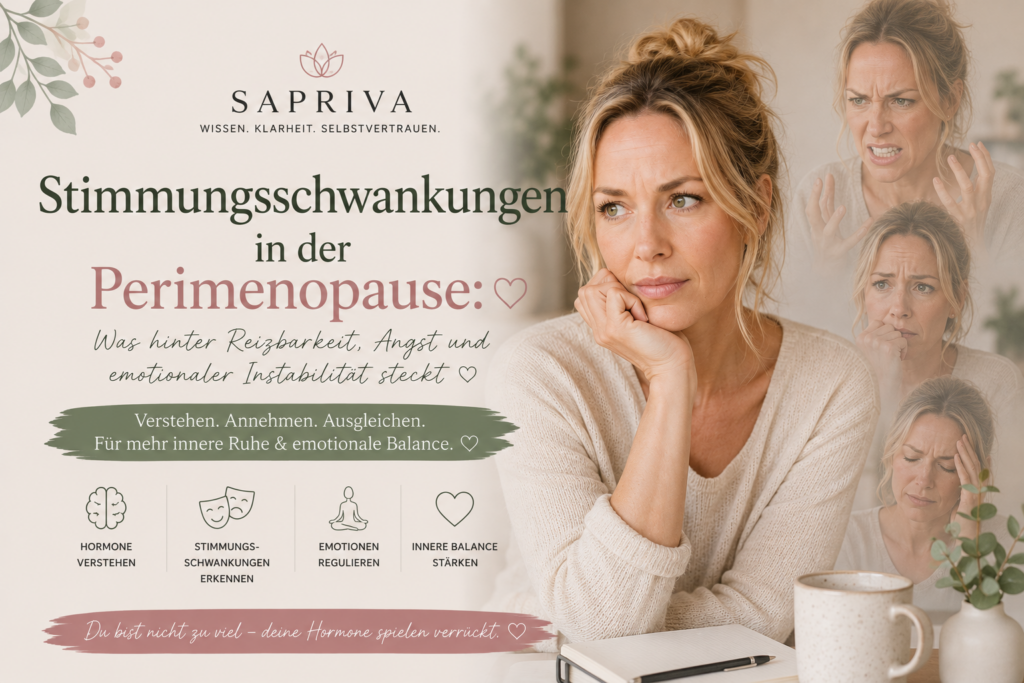 Frau ab 40 mit gemischten Gefühlen – Stimmungsschwankungen und Reizbarkeit in der Perimenopause verstehen