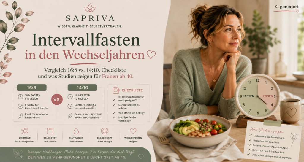 Intervallfasten in den Wechseljahren – Vergleich 16:8 vs. 14:10, Checkliste und was Studien zeigen für Frauen ab 40