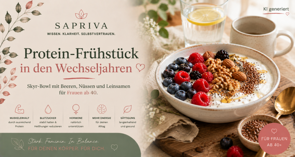 Protein-Frühstück in den Wechseljahren – Skyr-Bowl mit Beeren, Nüssen und Leinsamen für Frauen ab 40